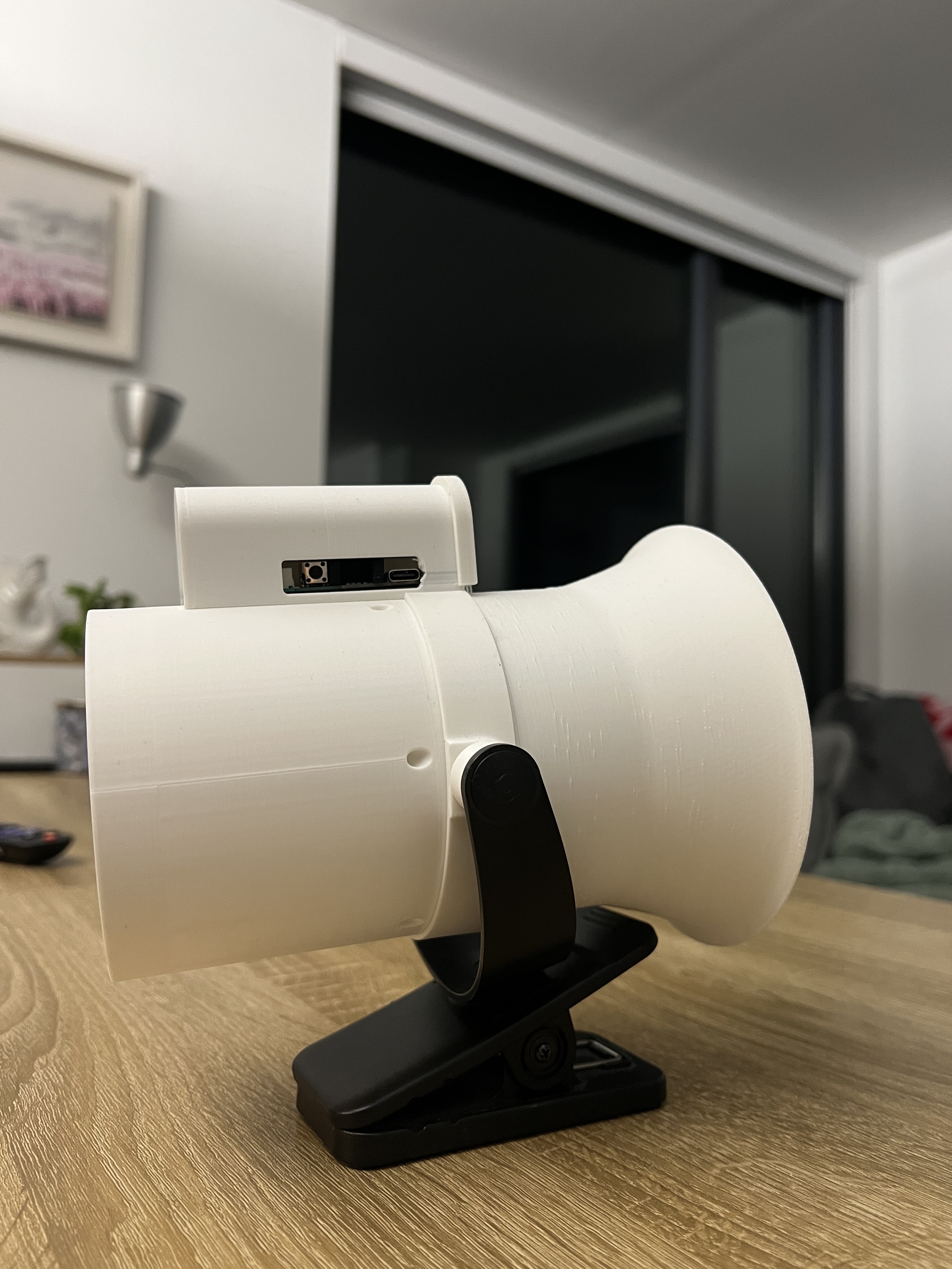 side photo of finished fan